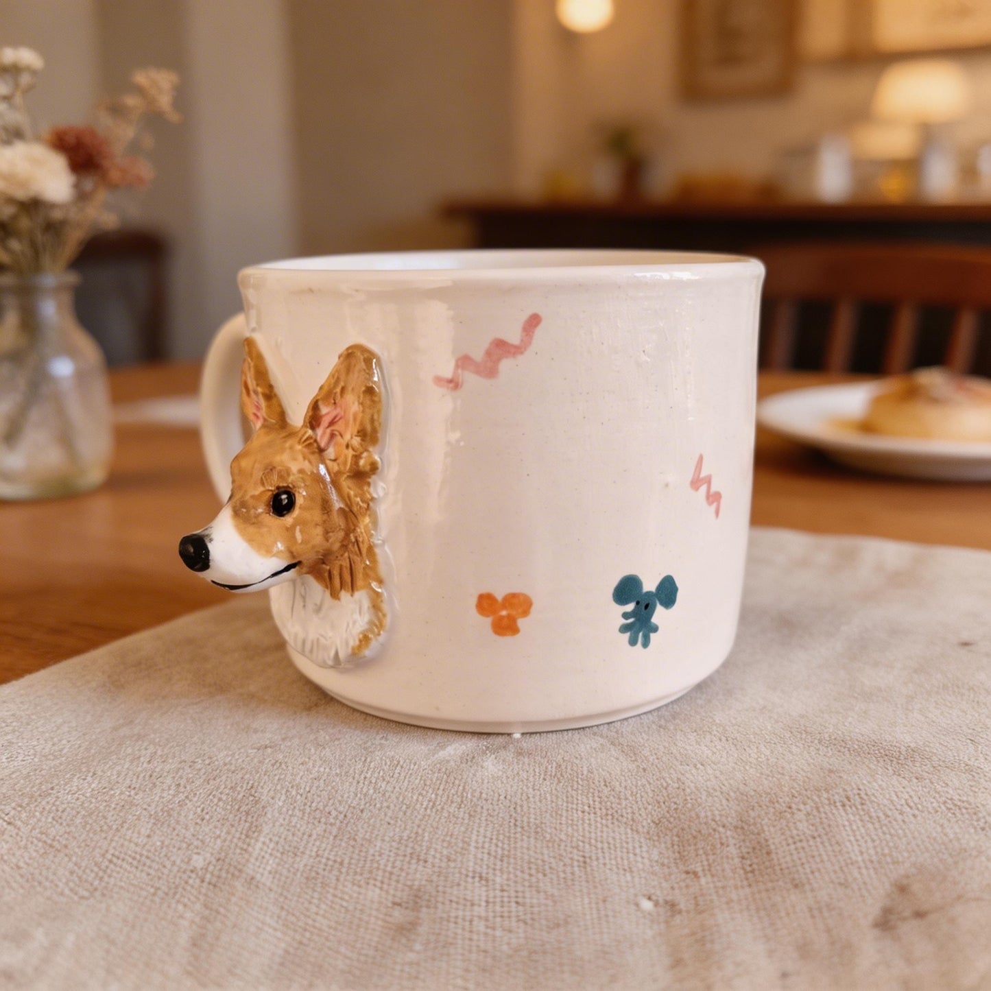 Personalisierte 3D-Kaffeetasse mit Tierkopf – Keramik-Kaffeetasse für Hunde und Katzen