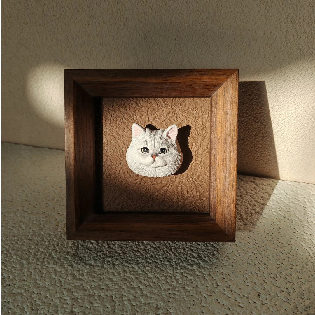 Personalisierte Gips-Haustierskulptur mit Magnet – individuelles Andenken an Katze oder Hund für Auto, Kühlschrank, Rahmen