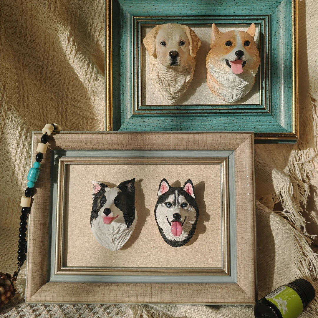Personalisierte Gips-Haustierskulptur mit Magnet – individuelles Andenken an Katze oder Hund für Auto, Kühlschrank, Rahmen