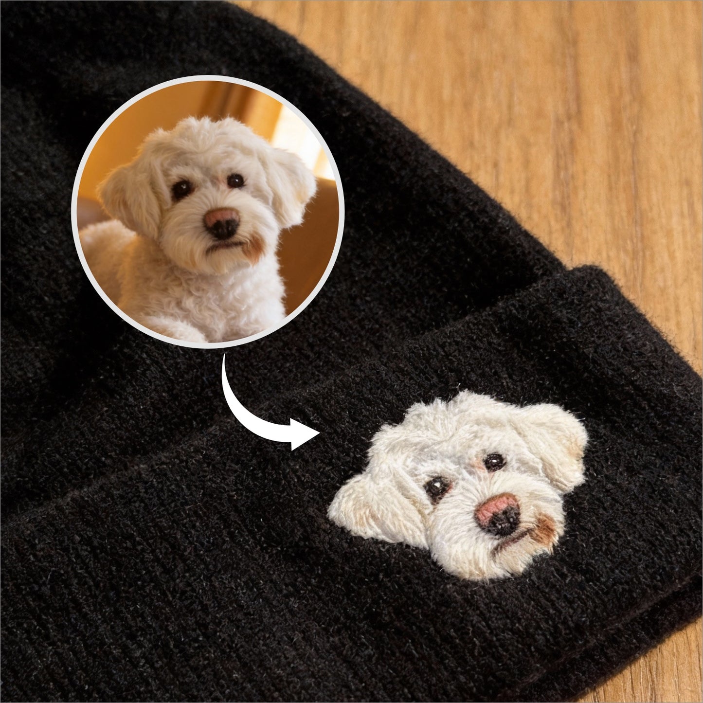 🧵 Beanie mit Haustierporträt nach Maß – Handgefilzter Nadel-Art-Hut