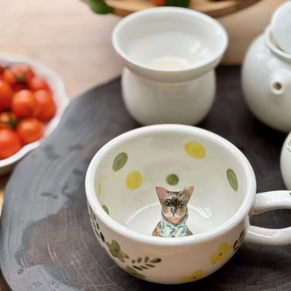 🐾 Individuelle 3D-Haustier-Klettertasse – Handgefertigte Keramik-Hundfigur-Tasse (350ml)