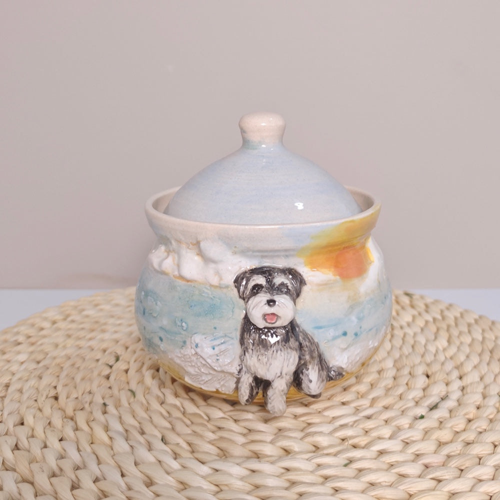 🌊 Individuelle Tierfoto-Urne – Handgefertigtes Keramik-Gedenkstück (350 ml)