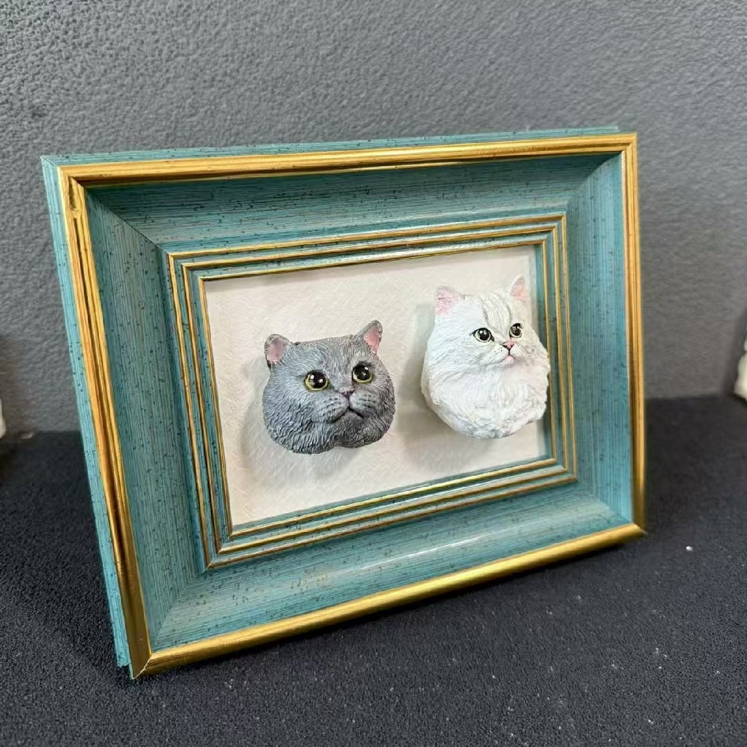 Personalisierte Gips-Haustierskulptur mit Magnet – individuelles Andenken an Katze oder Hund für Auto, Kühlschrank, Rahmen