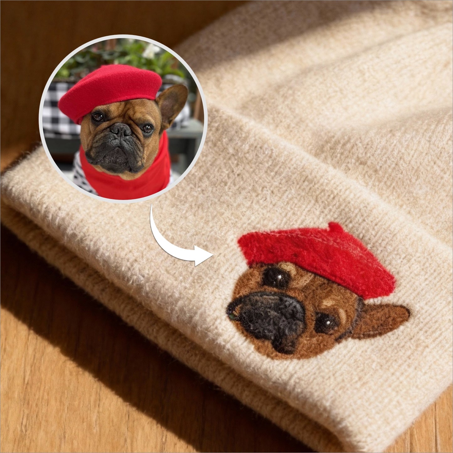 🧵 Beanie mit Haustierporträt nach Maß – Handgefilzter Nadel-Art-Hut