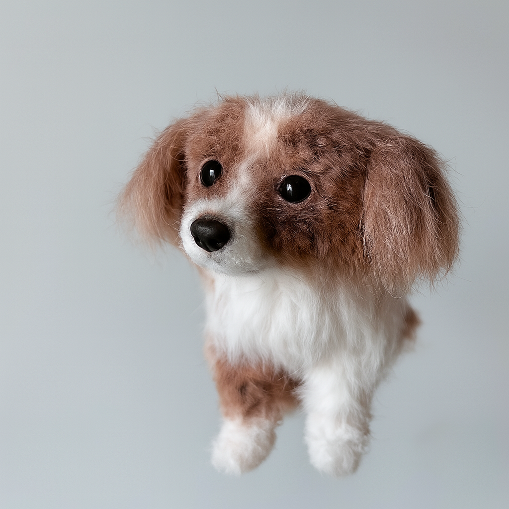 Personalisierter realistischer Haustier-Klon – Handgefertigte 3D-Skulptur aus verdrehtem Wollfilz (20 cm Nasen-Po-Länge)