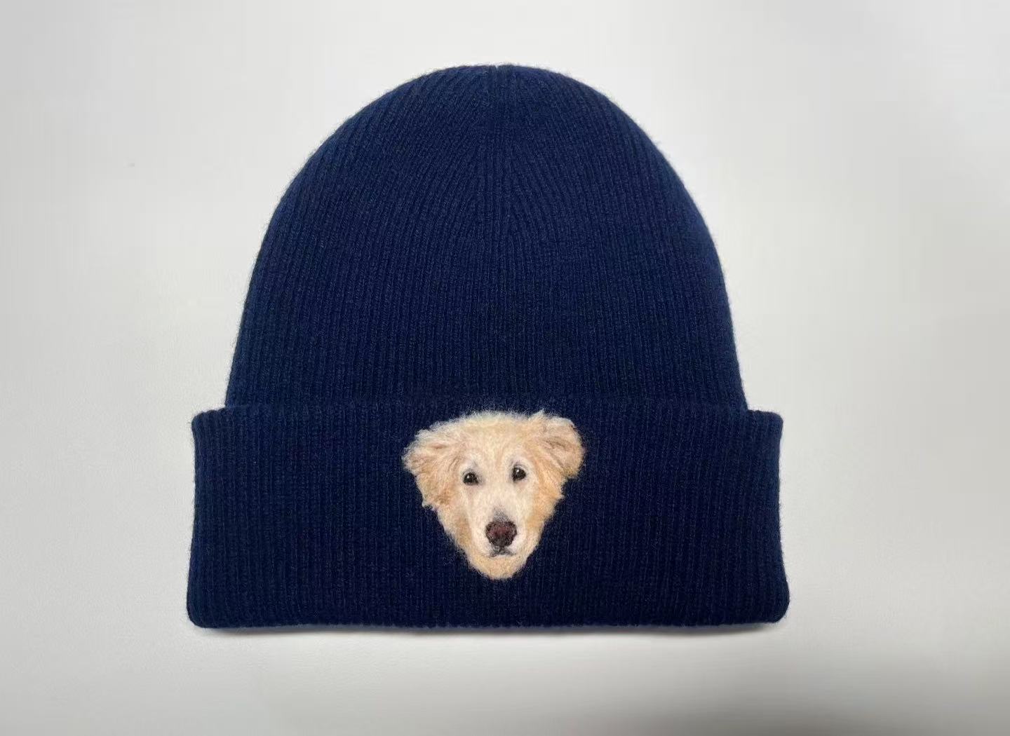🧵 Beanie mit Haustierporträt nach Maß – Handgefilzter Nadel-Art-Hut