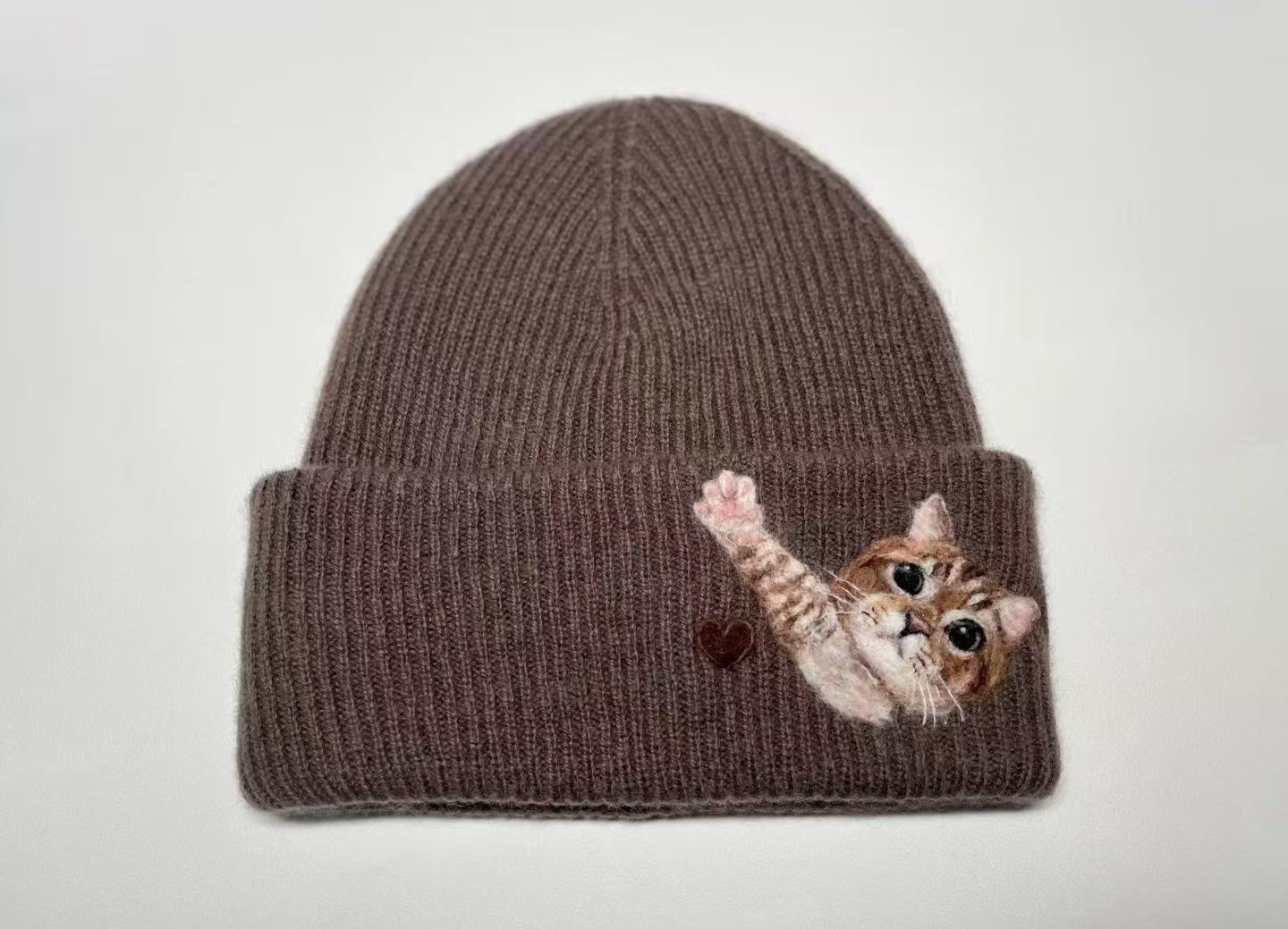 🧵 Beanie mit Haustierporträt nach Maß – Handgefilzter Nadel-Art-Hut