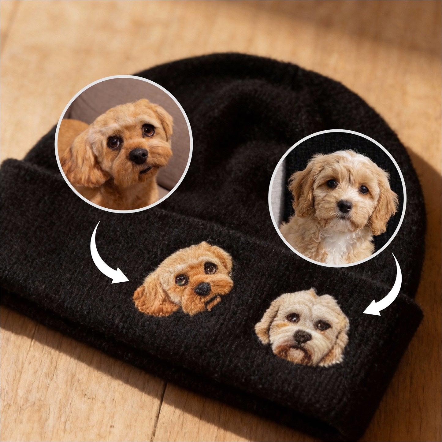 🧵 Beanie mit Haustierporträt nach Maß – Handgefilzter Nadel-Art-Hut