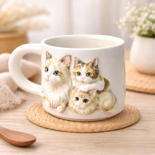 Tasse mit 3D-Haustierkopf – Personalisierte Keramiktasse mit Hunde- und Katzenmotiv