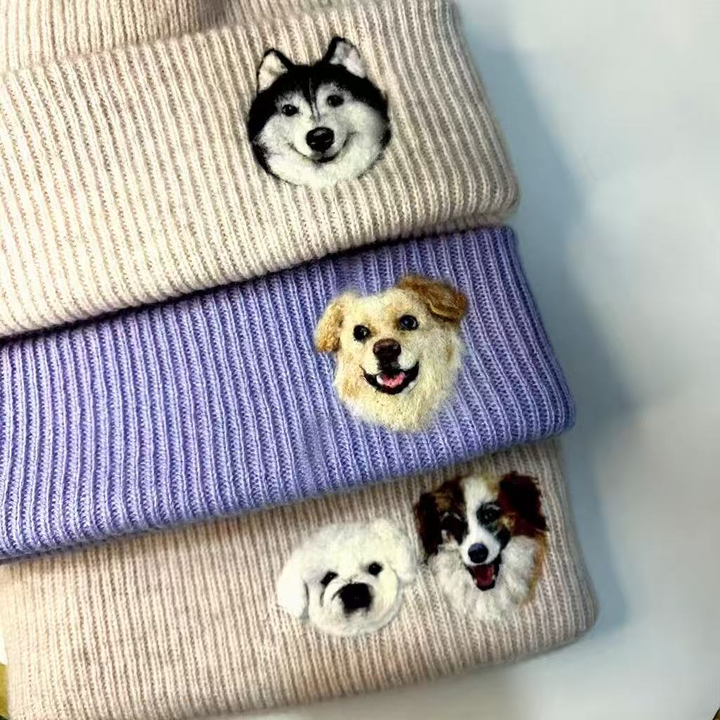 🧵 Beanie mit Haustierporträt nach Maß – Handgefilzter Nadel-Art-Hut