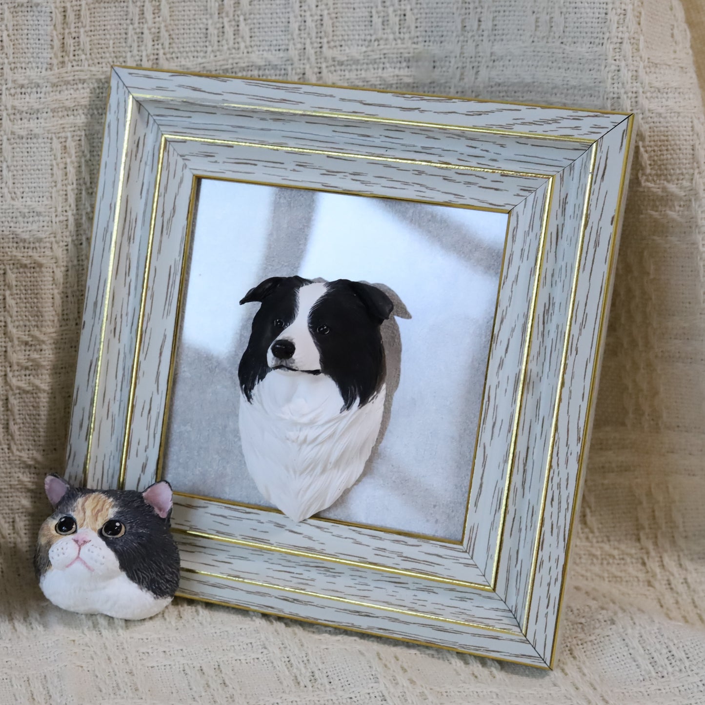 Personalisierte Gips-Haustierskulptur mit Magnet – individuelles Andenken an Katze oder Hund für Auto, Kühlschrank, Rahmen