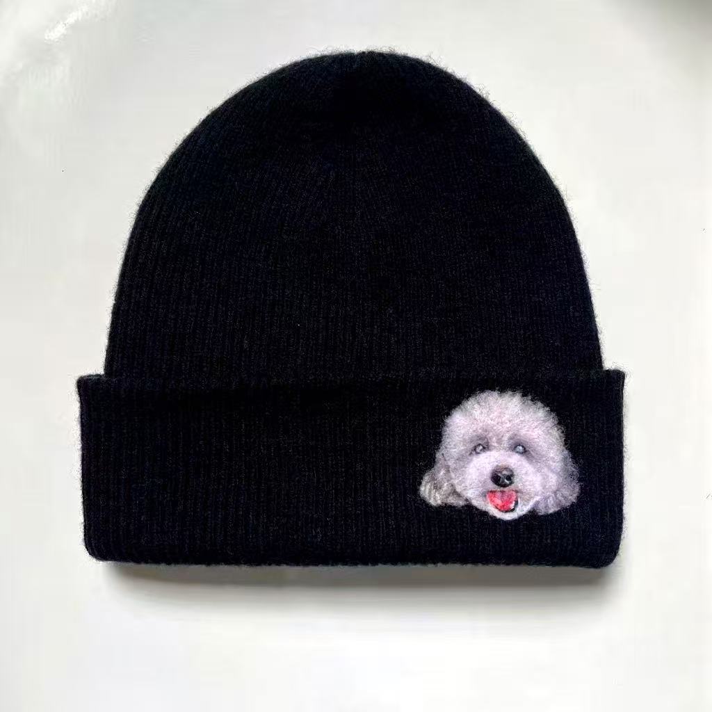 🧵 Beanie mit Haustierporträt nach Maß – Handgefilzter Nadel-Art-Hut