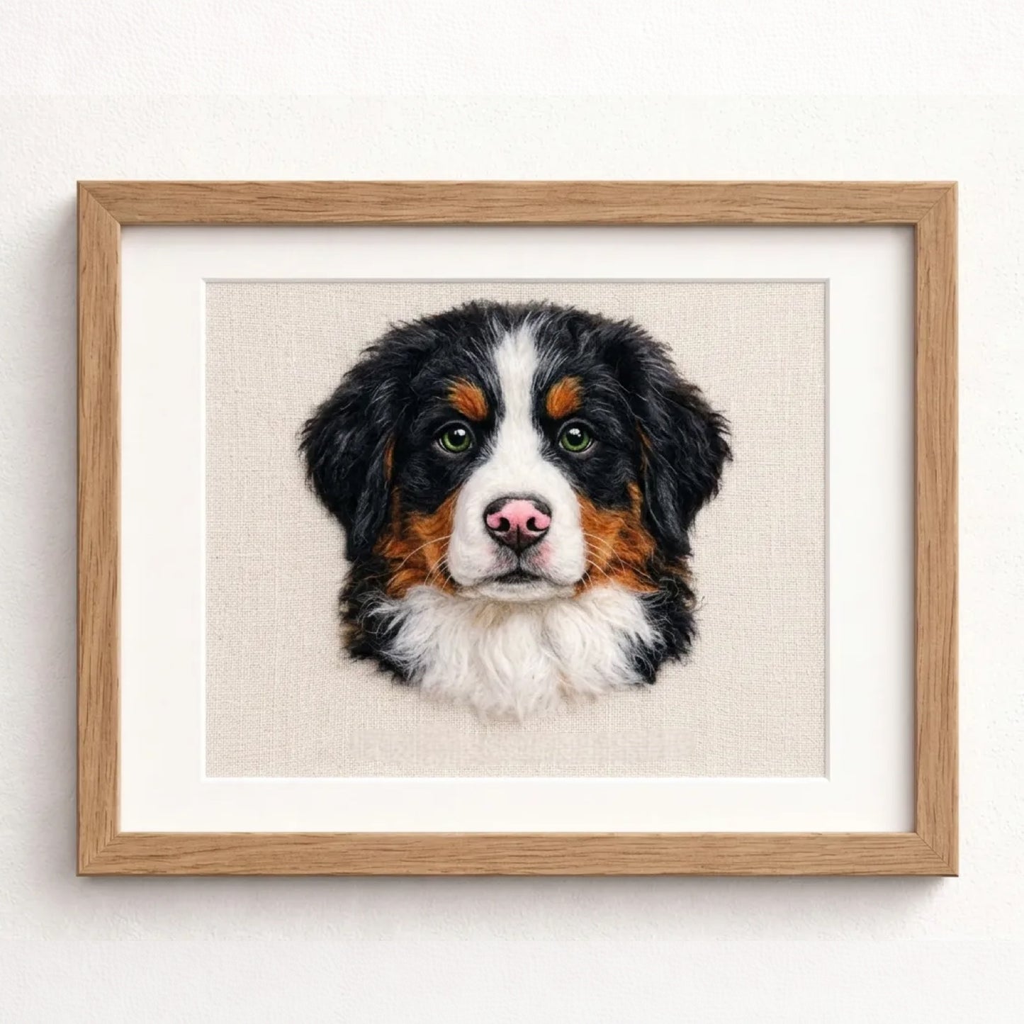 Personalisiertes Haustierportrait aus Filz: Gestickte Wollkunst, Tier-Gedenkportrait