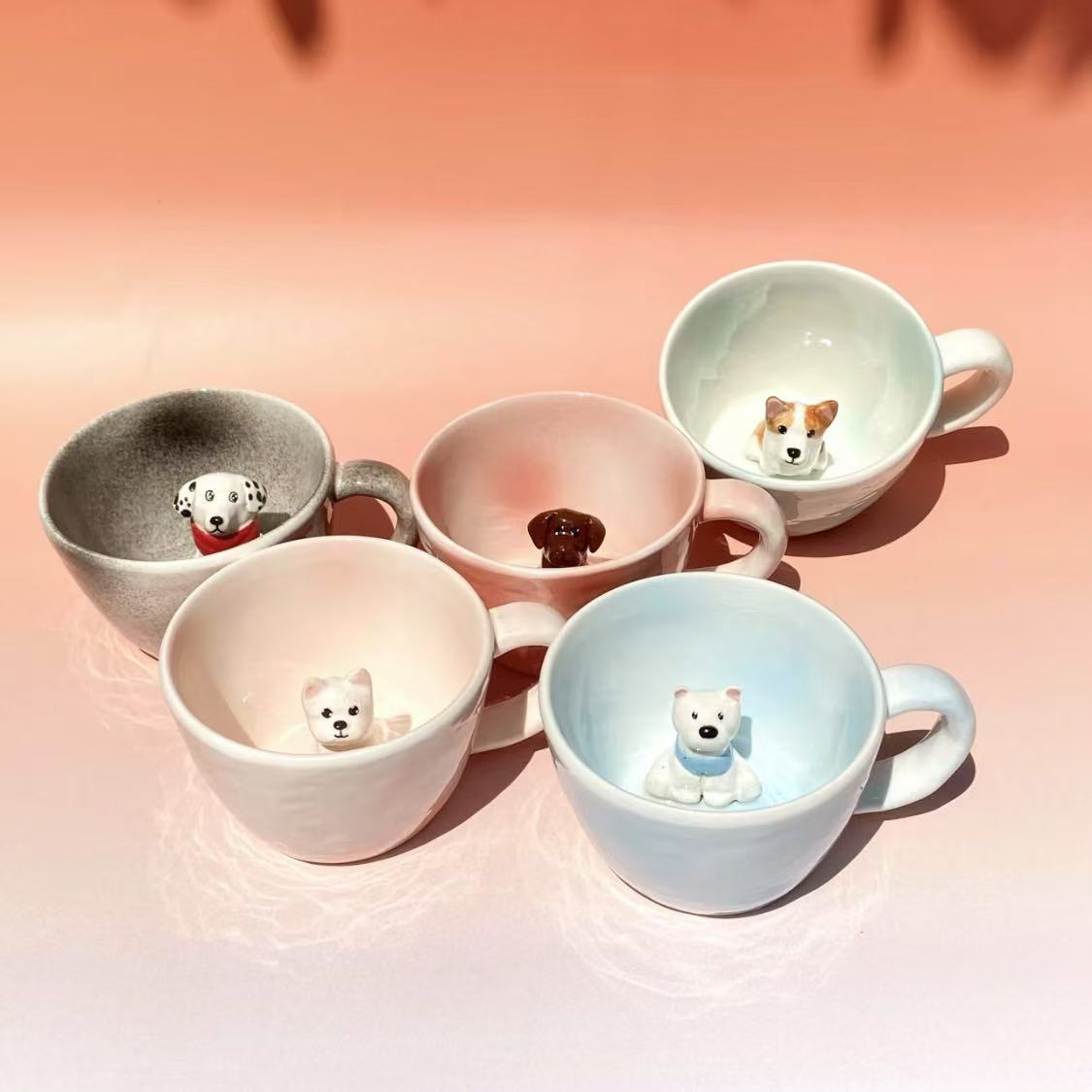 🐾 Individuelle 3D-Haustier-Klettertasse – Handgefertigte Keramik-Hundfigur-Tasse (350ml)