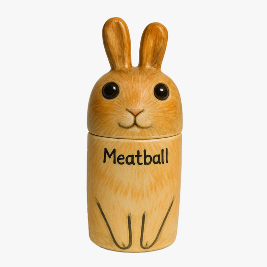 🐰Personalisierte Keramik-Tierurne – Handgefertigte Hasenurne mit Namensanpassung – 9x16cm (3.5"x6.3")