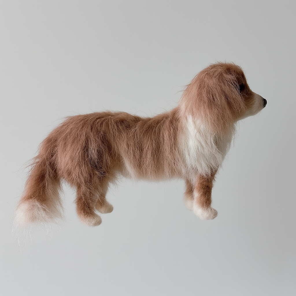 Personalisierter realistischer Haustier-Klon – Handgefertigte 3D-Skulptur aus verdrehtem Wollfilz (20 cm Nasen-Po-Länge)