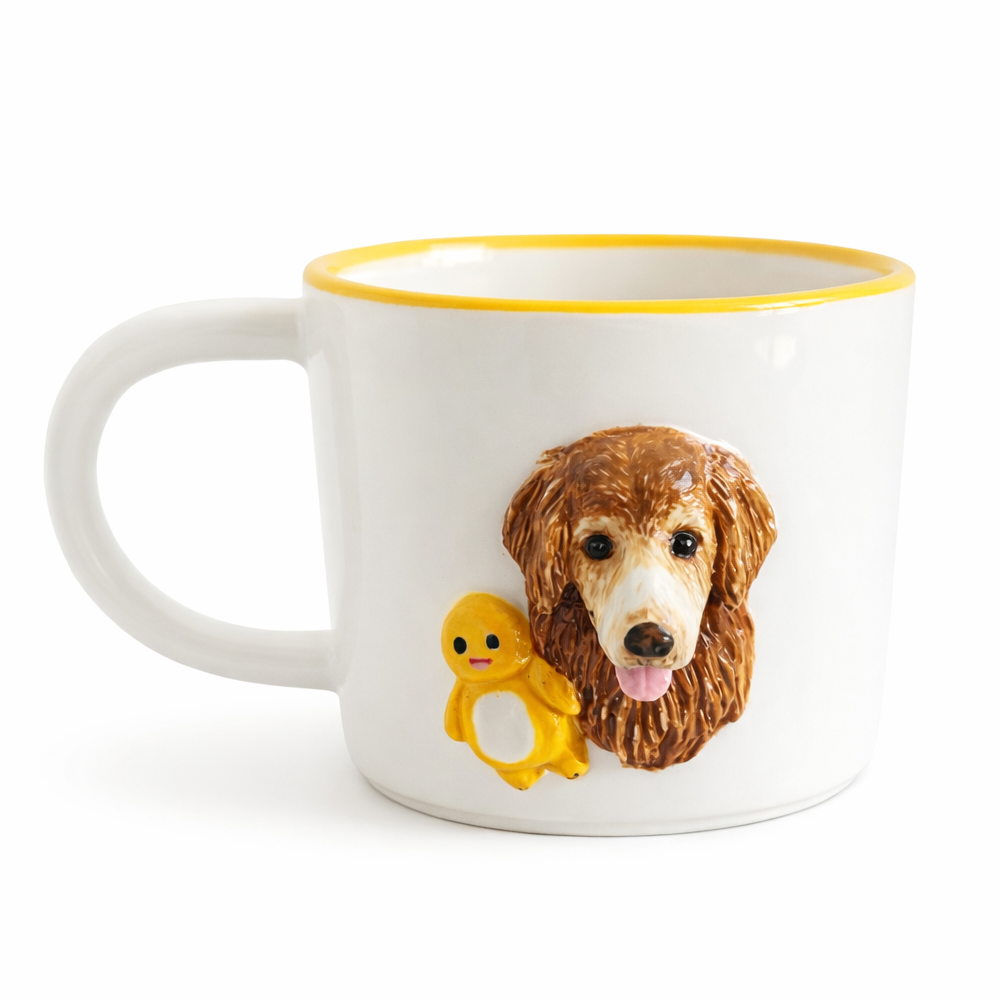 Tasse mit 3D-Haustierkopf – Personalisierte Keramiktasse mit Hunde- und Katzenmotiv