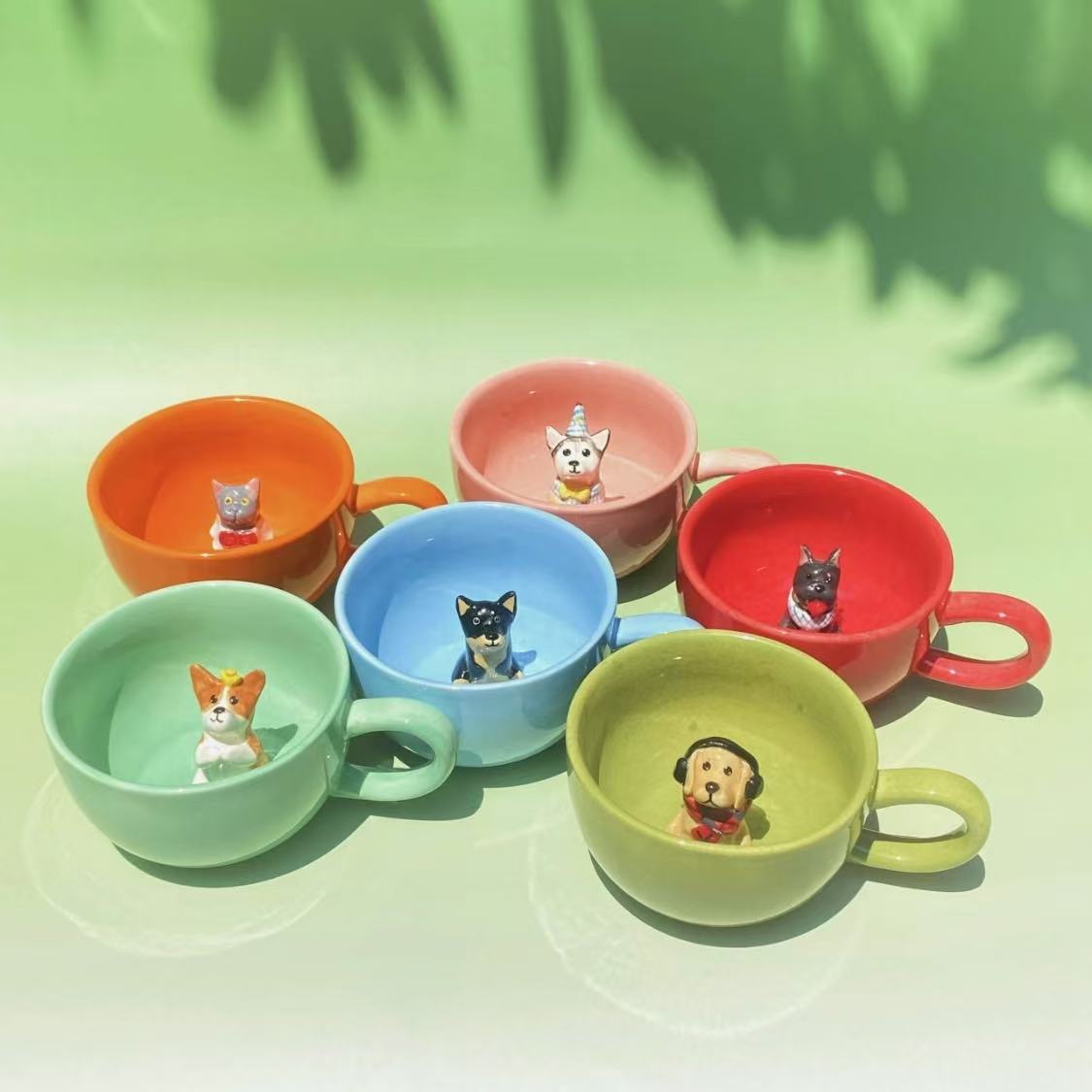 🐾 Individuelle 3D-Haustier-Klettertasse – Handgefertigte Keramik-Hundfigur-Tasse (350ml)