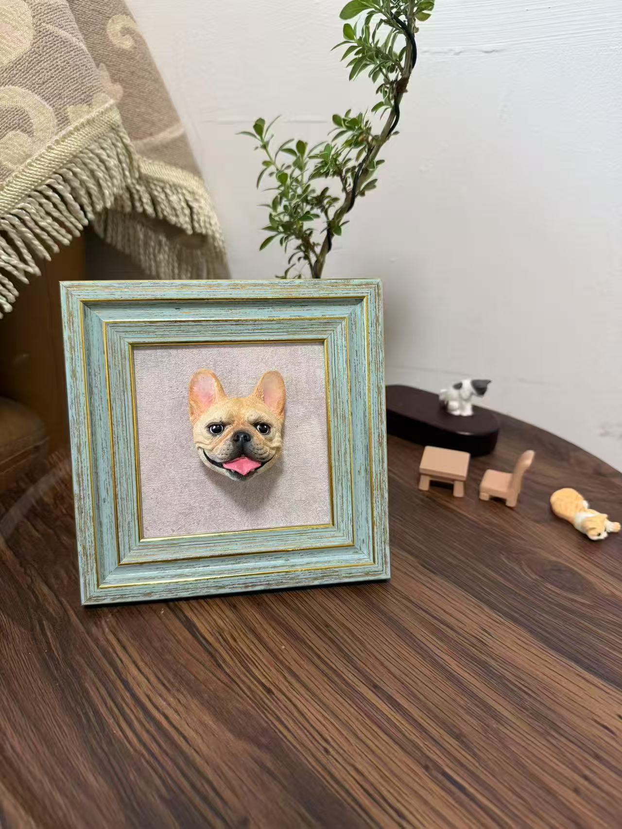 Personalisierte Gips-Haustierskulptur mit Magnet – individuelles Andenken an Katze oder Hund für Auto, Kühlschrank, Rahmen