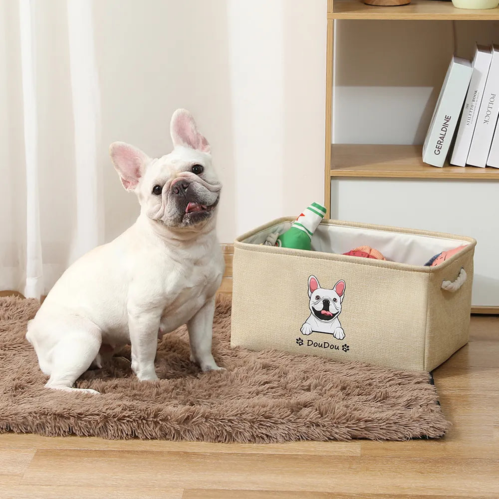 Personalisierter Hundespielzeugkorb Kostenloser Druck Hund Katze Bild Name Haustier Aufbewahrungsbox