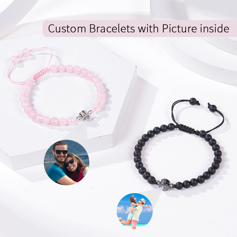 Personalisiertes Kreis-Foto-Perlenarmband